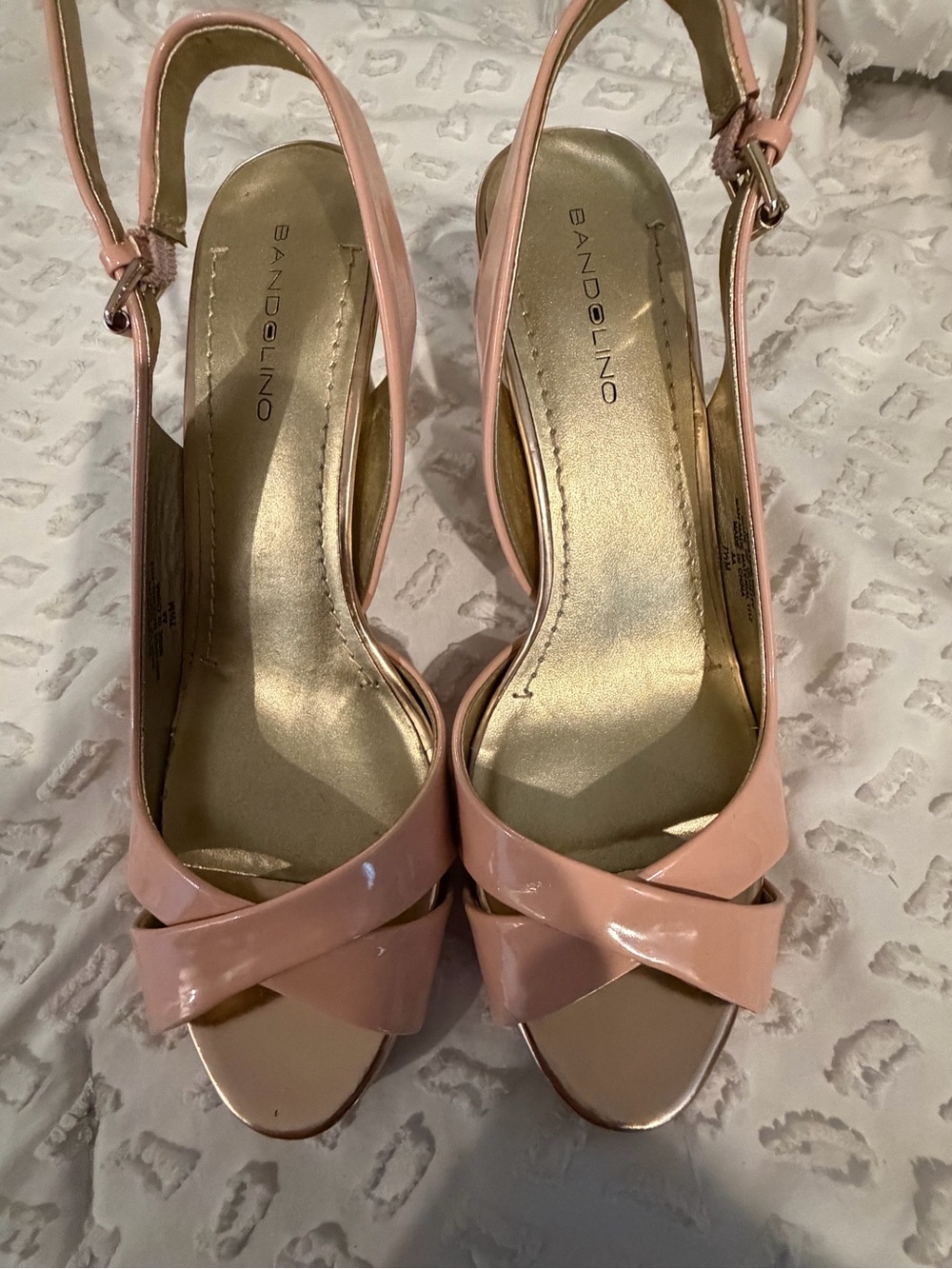 Bandolino Blush Patent Slingback Heels